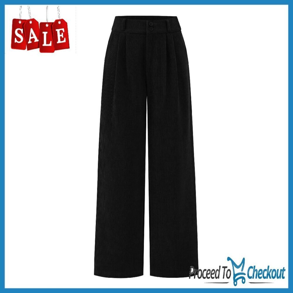 High Waisted Corduroy Wide Leg Pants Business Casual Trousers
